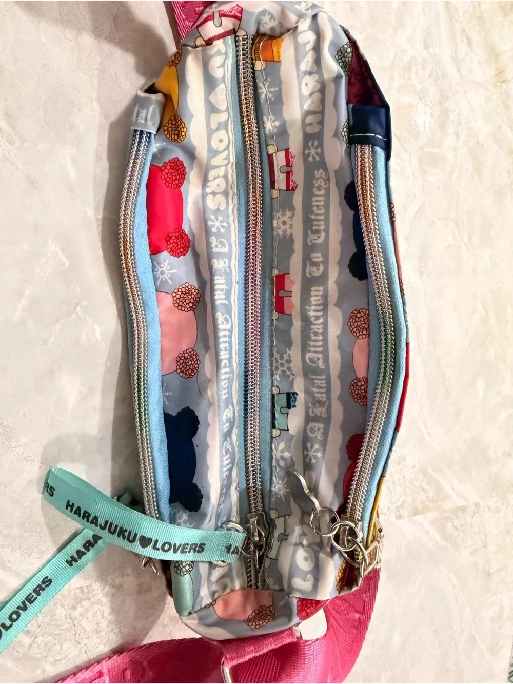 Harajuku Lovers Pink and Light Blue Kids Character Crossbody Bag